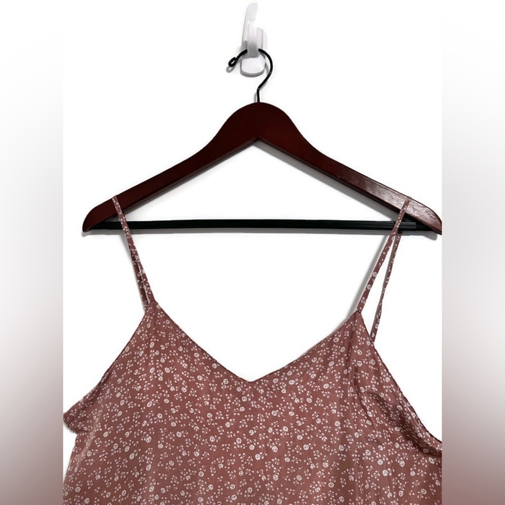 NWOT La Senza silk slip in dusty pink floral pattern, size Large